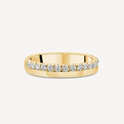 18ct Yellow Gold 3.5mm 0.30ct Diamond Offset Wedding Ring