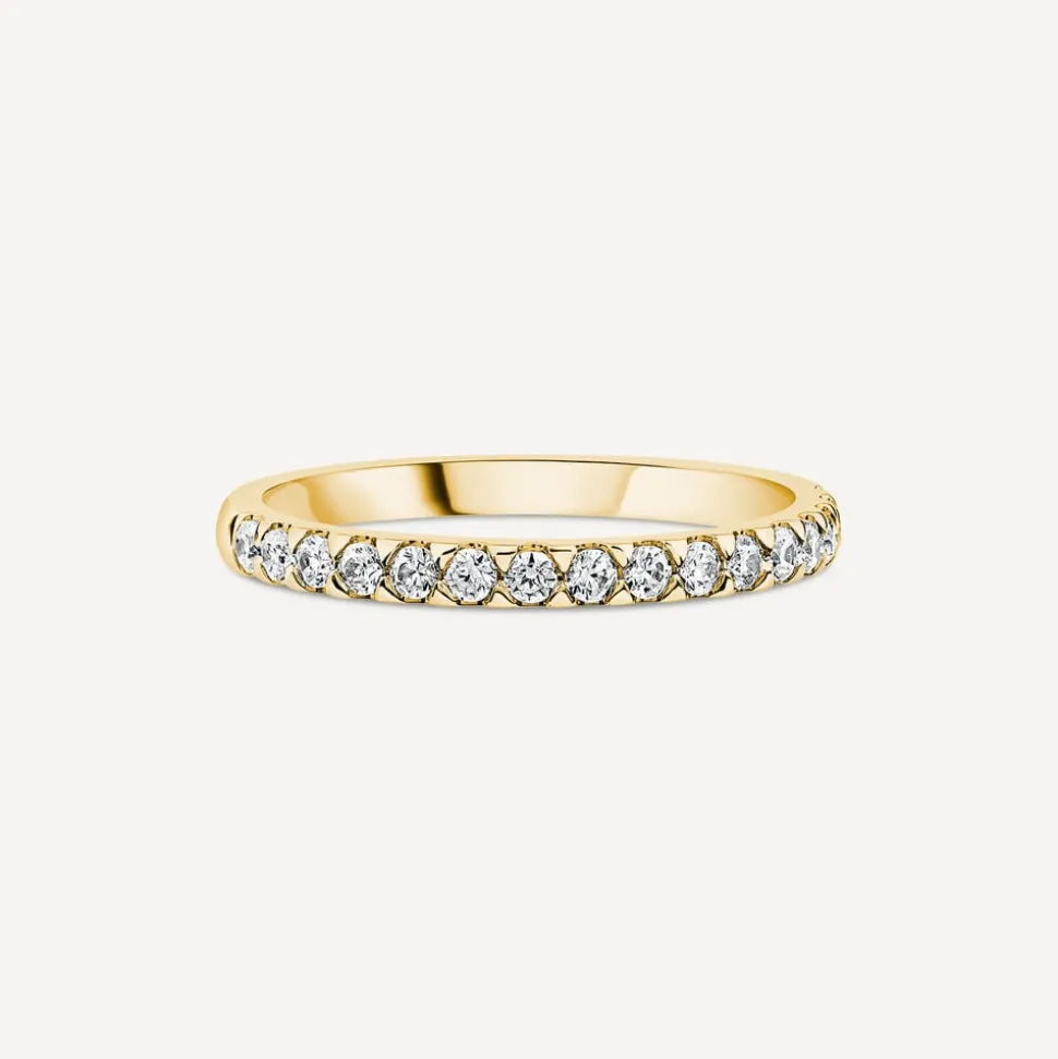 9ct Yellow Gold 2mm 0.25ct Diamond Triangle Claw Wedding Ring