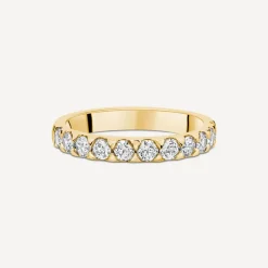 9ct Yellow Gold 3mm 0.70ct Diamond Triangle Claw Wedding Ring