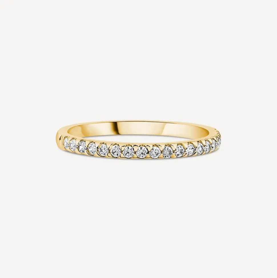 9ct Yellow Gold 1.7mm 0.15ct Diamond Traingle Claw Wedding Ring