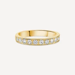 18ct Yellow Gold 3mm 0.50ct Diamond Pave Set Wedding Ring