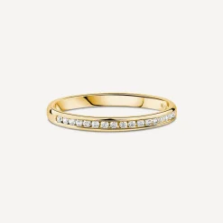 9ct Yellow Gold 2mm 0.10ct Diamond Channel Set Wedding Ring