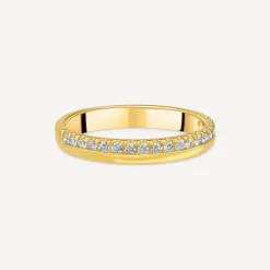 9ct Yellow Gold 3mm 0.20ct Diamond Offset Wedding Ring