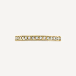 9ct Yellow Gold 2mm 0.15ct Pave Diamond Wedding Ring