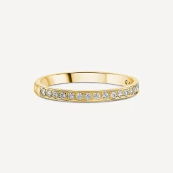 9ct Yellow Gold 2mm 0.15ct Pave Diamond Wedding Ring