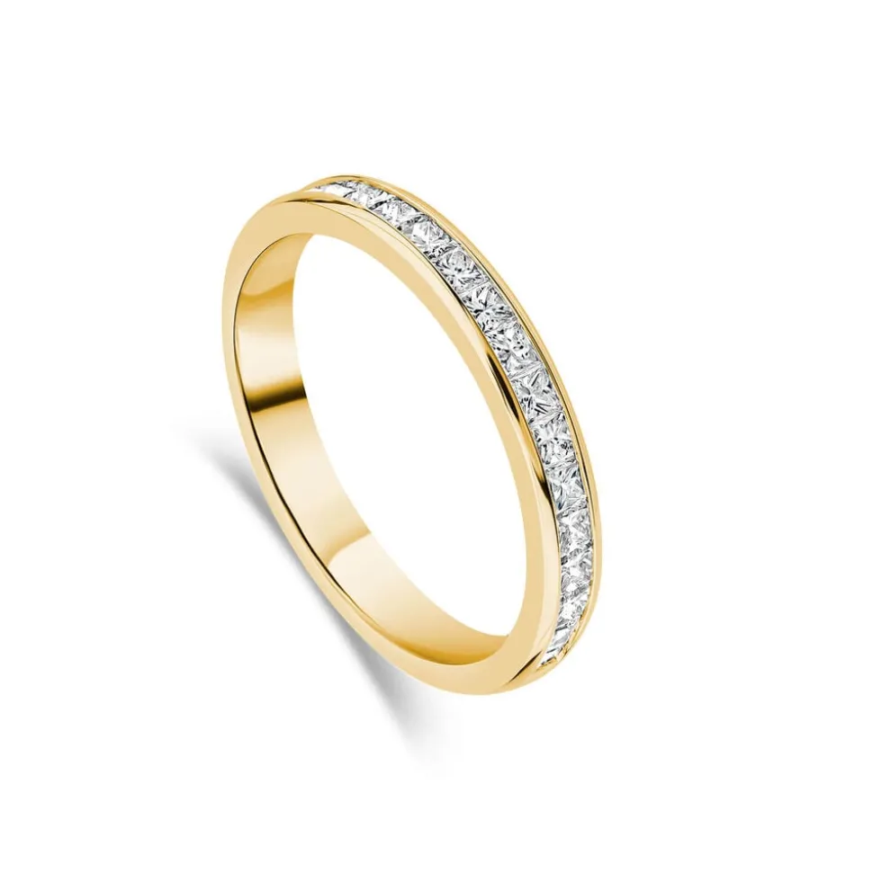 9ct Yellow Gold 2.5mm 0.45ct Princess Cut Diamond Wedding Ring