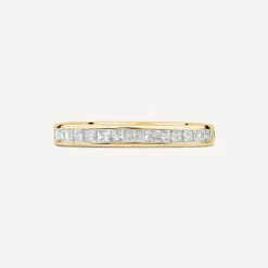 18ct Yellow Gold 2.5mm 0.45ct Princess Cut Diamond Channel Set Wedding Ring