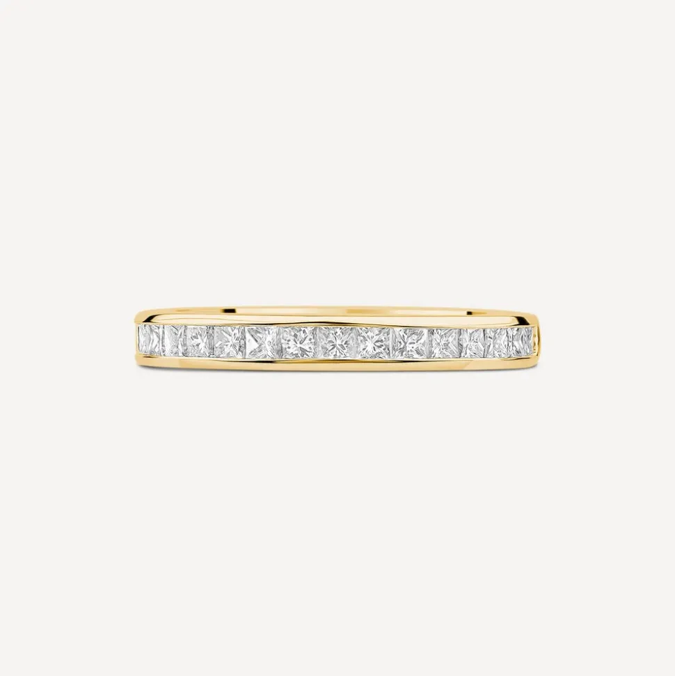 9ct Yellow Gold 2.5mm 0.45ct Princess Cut Diamond Wedding Ring