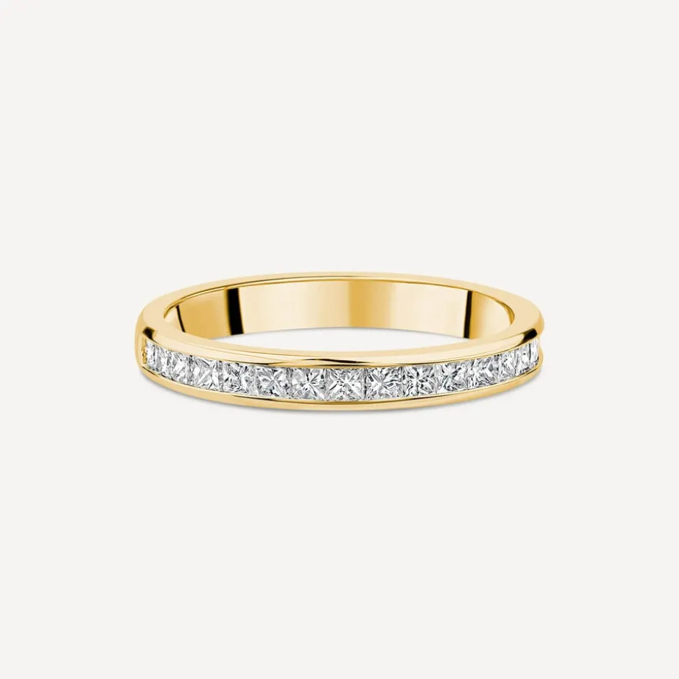 9ct Yellow Gold 2.5mm 0.45ct Princess Cut Diamond Wedding Ring