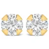 9ct Yellow Gold 4mm Four Claw Cubic Zirconia Stud Earrings