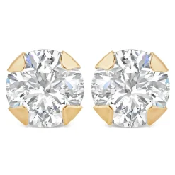 9ct Yellow Gold 5mm Four Claw Cubic Zirconia Stud Earrings