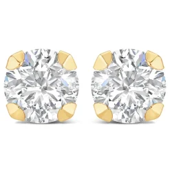 9ct Yellow Gold 7mm Four Claw Cubic Zirconia Stud Earrings