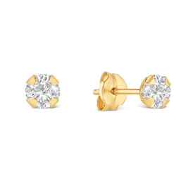 9ct Yellow Gold 4mm Four Claw Cubic Zirconia Stud Earrings