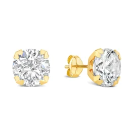 9ct Yellow Gold 8mm Four Claw Cubic Zirocnia Stud Earrings