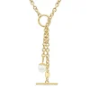 9ct Yellow Gold 8mm Pearl T-Bar Necklet