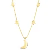 9ct Yellow Gold Moon & Stars Chain Necklet