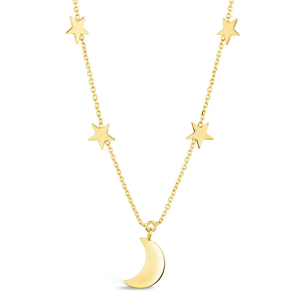 9ct Yellow Gold Moon & Stars Chain Necklet