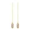 9ct Yellow Gold Mother of Pearl Oblong Hexagon Chain Pull Through Drop Earrings