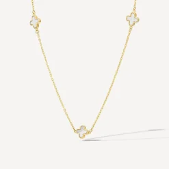 9ct Yellow Gold Mother of Pearl Petal Necklet