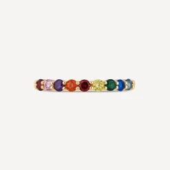 9ct Yellow Gold Multi Colour Cubic Zirconia Set Eternity Ring
