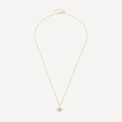 9ct Yellow Gold North Star Cubic Zirconia Set Pendant