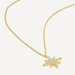 9ct Yellow Gold North Star Cubic Zirconia Set Pendant