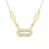 9ct Yellow Gold Oblong Cubic Zirconia Beaded Necklet
