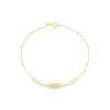 9ct Yellow Gold Oblong Cubic Zirconia Beaded Bracelet