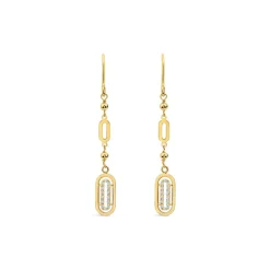 9ct Yellow Gold Oblong Cubic Zirconia Drop Earrings