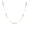 9ct Yellow Gold Oblong Hexagon Mother of Pearl Link & Chain Necklet