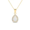 9ct Yellow Gold Opal & Cubic Zirconia Teardrop Pendant