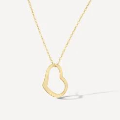 9ct Yellow Gold Open Dangling Heart Necklet