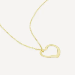 9ct Yellow Gold Open Dangling Heart Necklet