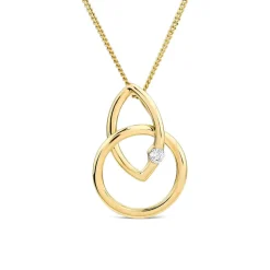 9ct Yellow Gold Open Diamond Interlock Pendant