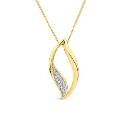 9ct Yellow Gold Open Diamond Flame Pendant