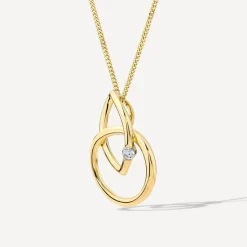 9ct Yellow Gold Open Diamond Interlock Pendant