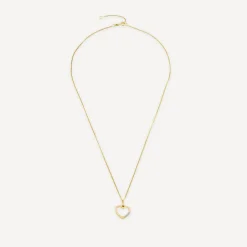 9ct Yellow Gold Open Diamond Side Heart Pendant