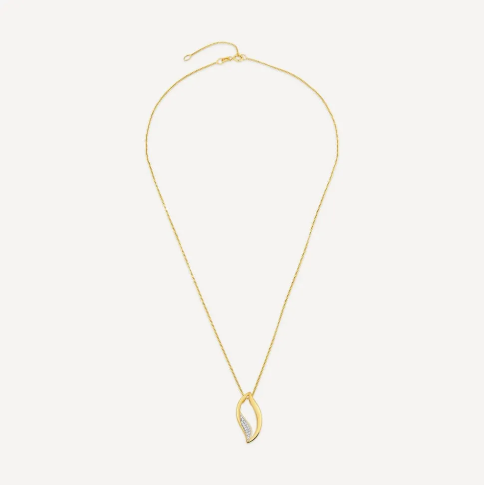 9ct Yellow Gold Open Diamond Flame Pendant