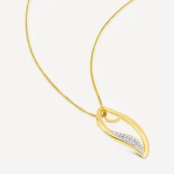 9ct Yellow Gold Open Diamond Flame Pendant
