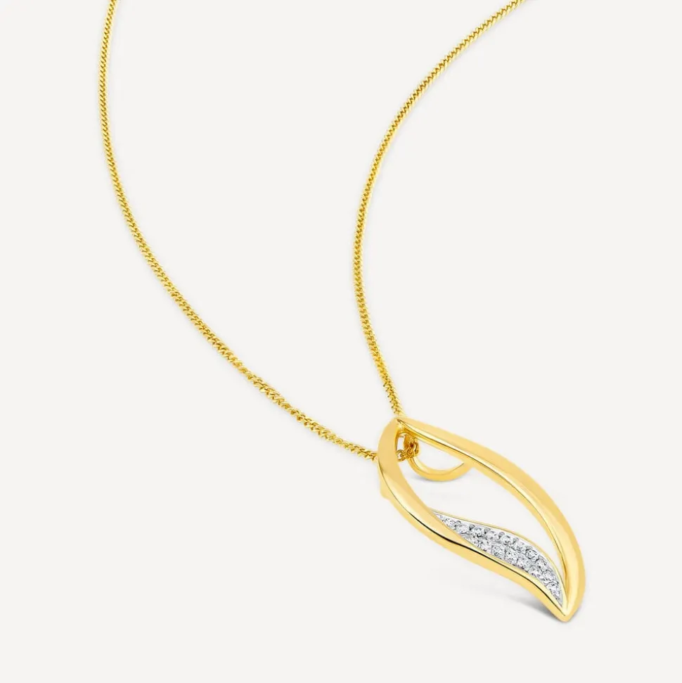 9ct Yellow Gold Open Diamond Flame Pendant