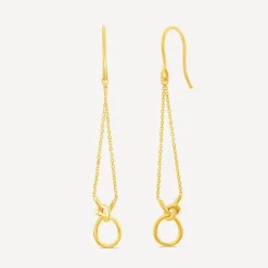 9ct Yellow Gold Open Knot Chain Drop Earrings