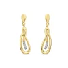 9ct Yellow Gold Open Loop Diamond Set Drop Earrings