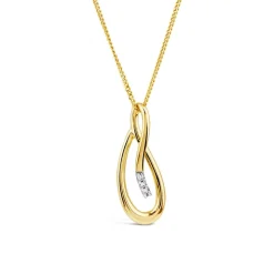 9ct Yellow Gold Open Loop Diamond Set Pendant