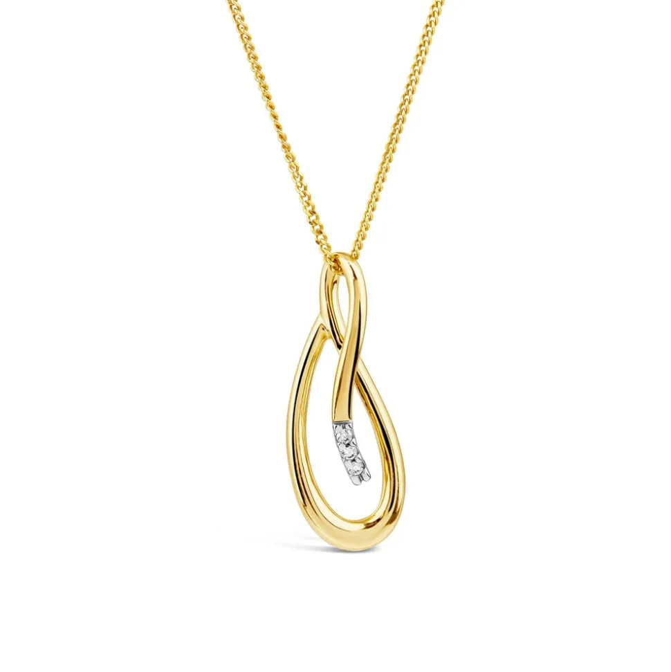 9ct Yellow Gold Open Loop Diamond Set Pendant