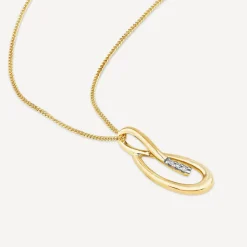 9ct Yellow Gold Open Loop Diamond Set Pendant