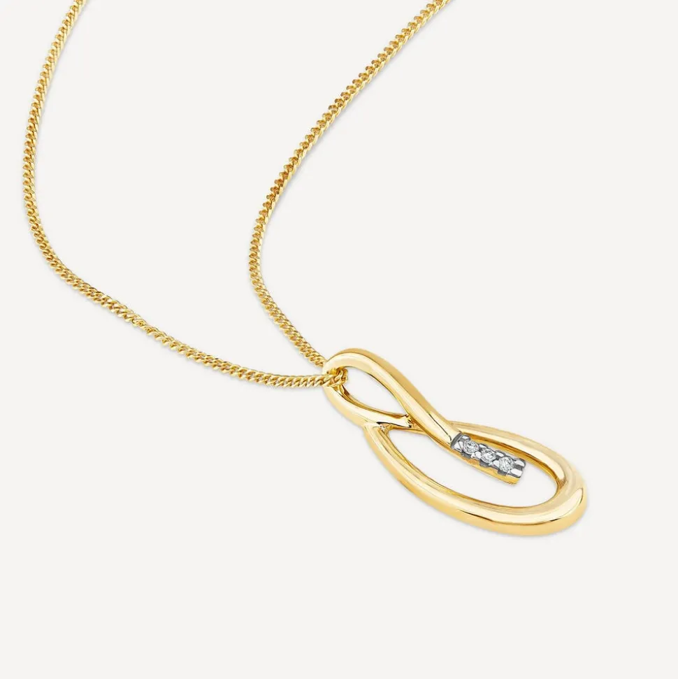 9ct Yellow Gold Open Loop Diamond Set Pendant