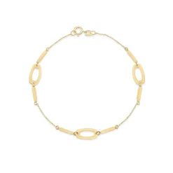 9ct Yellow Gold Open Oval & Bar Chain Link Bracelet