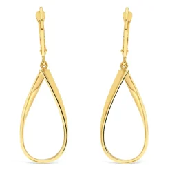9ct Yellow Gold Open Oval Twist Drop Earrings