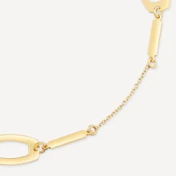 9ct Yellow Gold Open Oval & Bar Chain Link Bracelet