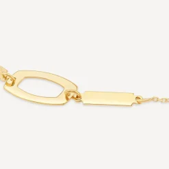 9ct Yellow Gold Open Oval & Bar Chain Link Bracelet